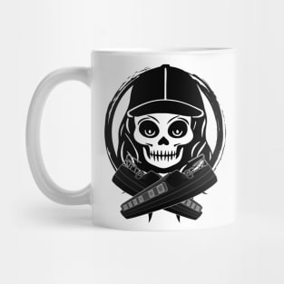 Gongoozler Skull and Narrowboat Black Logo Mug